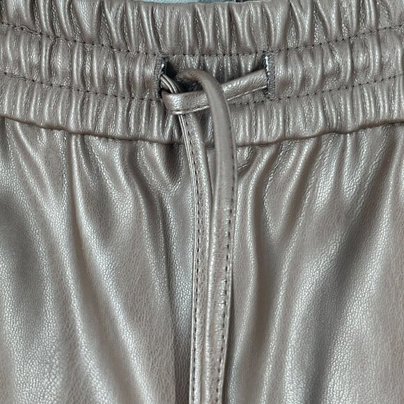 Anthropologie Cocoa Brown Sakura Vegan Faux Leather Jogger Pants Pull On Small - Picture 7 of 8